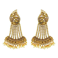 Kriaa Brown Austrian Stone Gold Plated Dangler Earrings - 1310535A