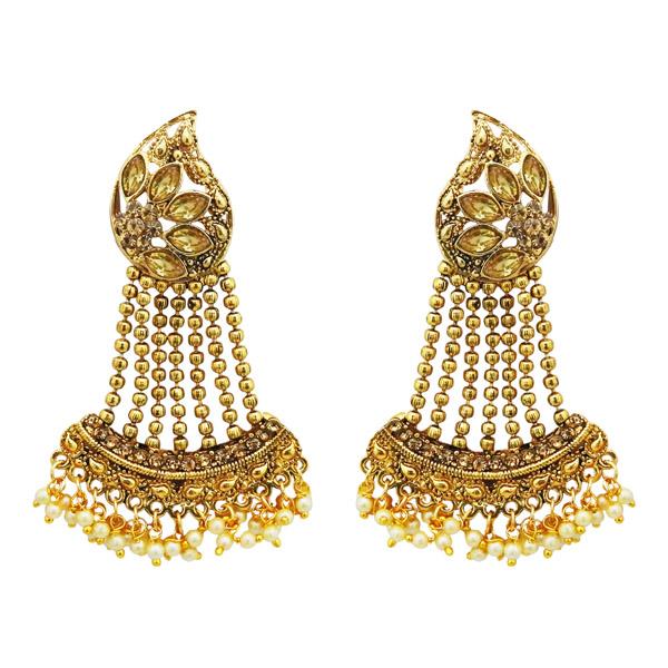 Kriaa Brown Austrian Stone Gold Plated Dangler Earrings - 1310535A