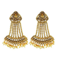 Kriaa Gold Plated Brown Austrian Stone Dangler Earrings - 1310538A