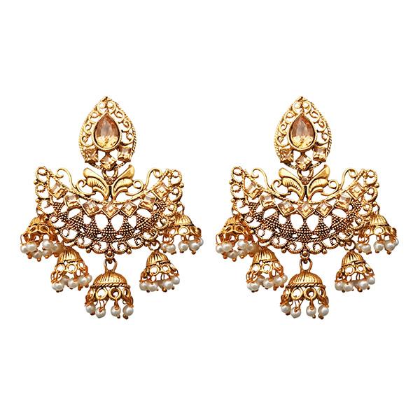 Kriaa Gold Plated Brown Austrian Stone Dangler Earrings - 1310544