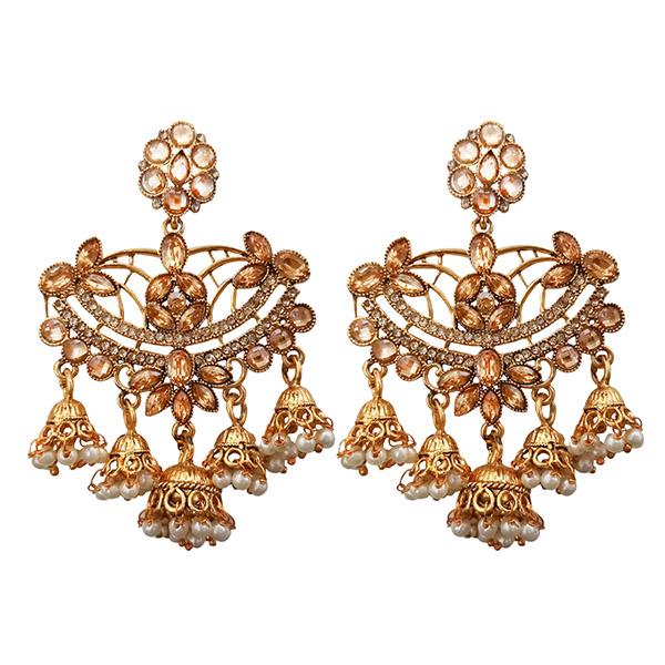 Kriaa Gold Plated Brown Stone Dangler Earrings - 1310546