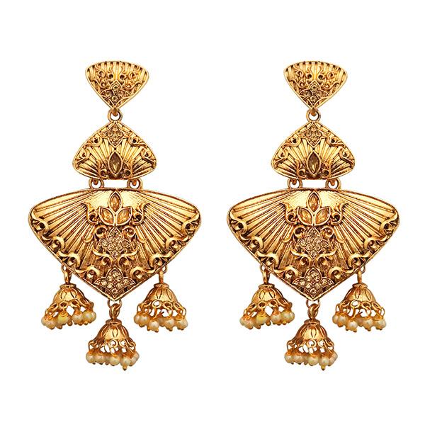 Kriaa Gold Plated Brown Austrian Stone Dangler Earrings - 1310549
