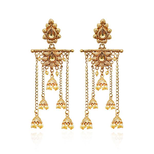 Kriaa Gold Plated Brown Austrian Stone Dangler Earrings - 1310557A