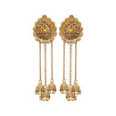 Kriaa Brown Austrian Stone Gold Plated Dangler Earrings - 1310568A