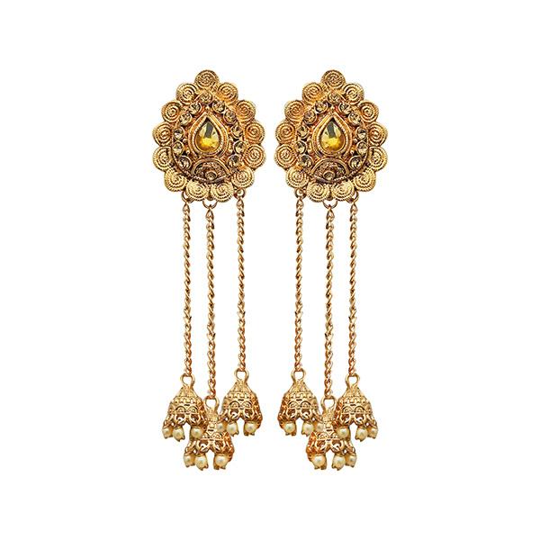 Kriaa Brown Austrian Stone Gold Plated Dangler Earrings - 1310568A