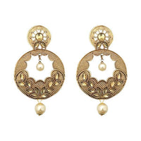 Kriaa Gold Plated Brown Kundan Dangler Earrings - 1310576