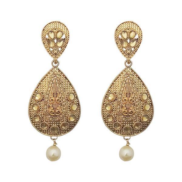 Kriaa Gold Plated Brown Kundan Dangler Earrings - 1310578
