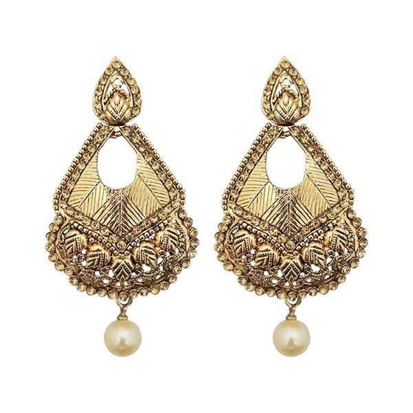 Kriaa Gold Plated Brown Austrian Stone Dangler Earrings - 1310579