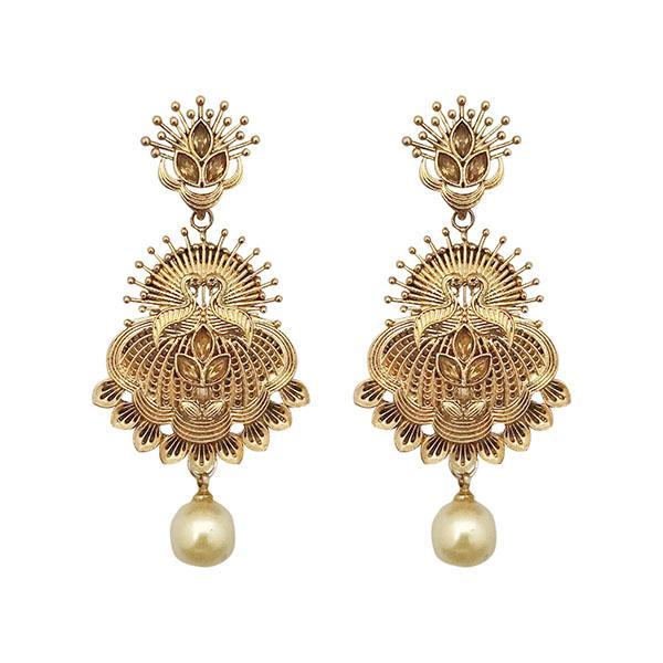 Kriaa Gold Plated Brown Kundan Dangler Earrings - 1310581