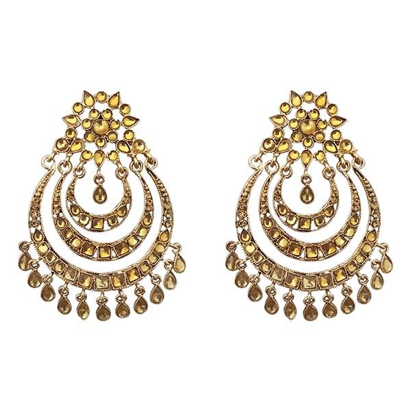 Kriaa Gold Plated Kundan Chandbali Earrings - 1310592