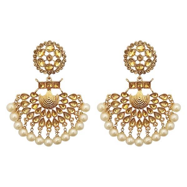 Kriaa Gold Plated Kundan Chandbali Earrings - 1310595