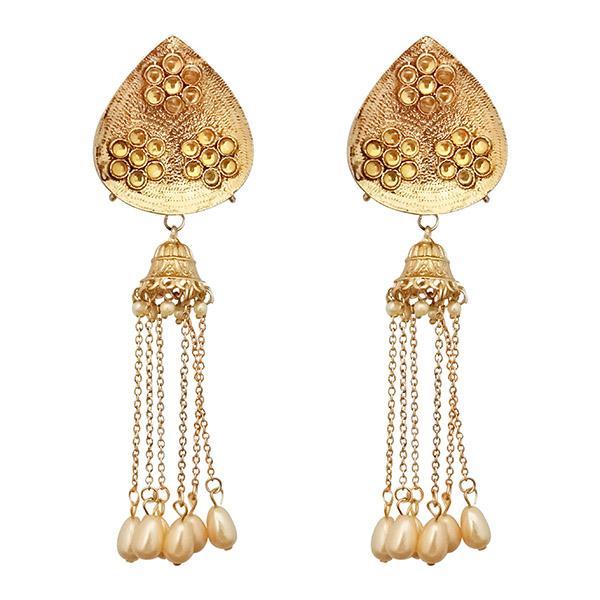 Kriaa Gold Plated Brown Kundan Dangler Earrings - 1310598