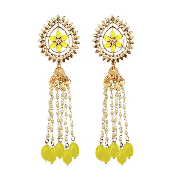 Kriaa Gold Plated Yellow Stone Beads Dangler Earrings - 1310599E