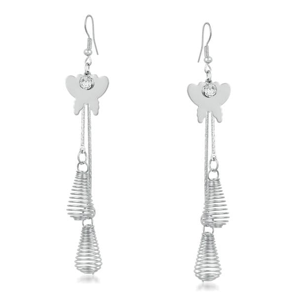 Urthn Silver Plated Stone Dangler Earrings - 1310619