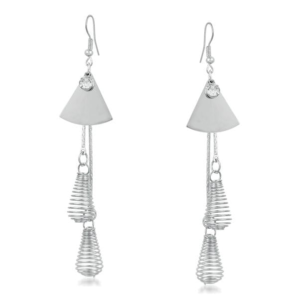 Urthn Silver Plated Stone Dangler Earrings - 1310621