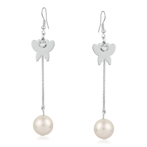 Urthn Stone Gold Plated Pearl Dangler Earrings - 1310632