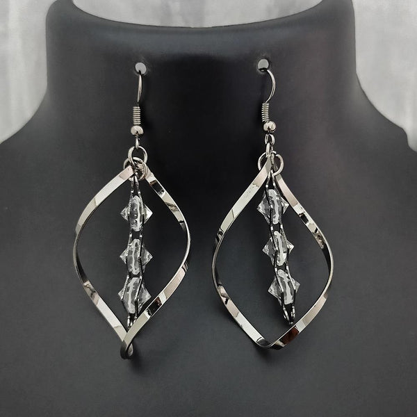 Kriaa Silver Plated Crystal Stone Dangler Earrings  - 1310649A