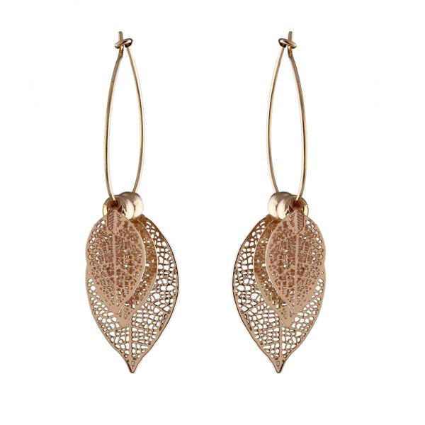 Urthn Gold Plated Leaf Shape Hoop Earrings - 1310655A