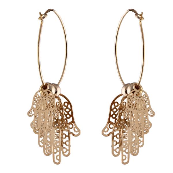 Urthn Gold Plated Hand Shapes Dangler Earrings - 1310657A