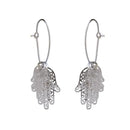 Urthn Silver Plated Hand Shapes Dangler Earrings - 1310657B