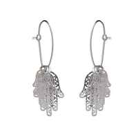Urthn Silver Plated Hand Shapes Dangler Earrings - 1310657B