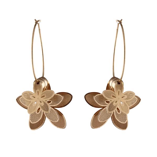 Urthn Gold Plated Flower Shape Dangler Earrings - 1310659A