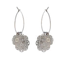 Urthn Silver Plated Flower Shape Hoop Earrings - 1310664A