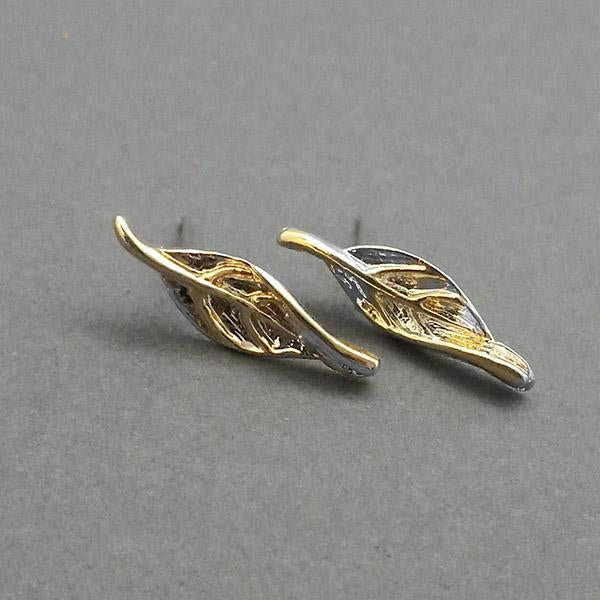 Urthn 2 Tone Plated Leaf Design Assorted Stud Earrings