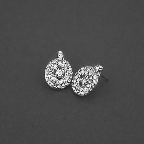 Kriaa Silver Plated White Austrian Stone Stud Earrings - 1310738