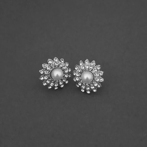 Kriaa Silver Plated White Austrian Stone Assorted Stud Earrings - 1310755