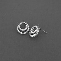 Kriaa Silver Plated White Austrian Stone Assorted Stud Earrings - 1310758