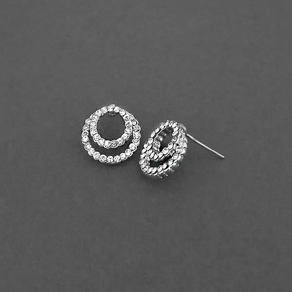 Kriaa Silver Plated White Austrian Stone Assorted Stud Earrings - 1310758