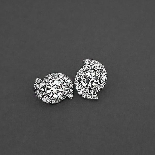 Kriaa Silver Plated White Austrian Stone Assorted Stud Earrings - 1310760