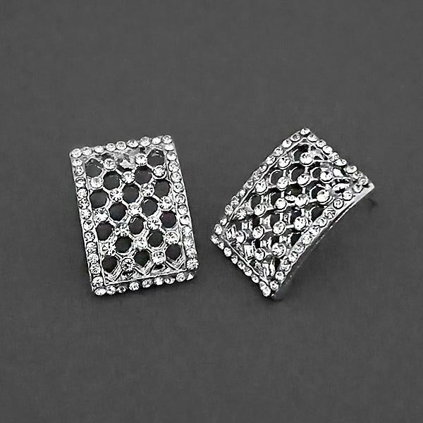 Kriaa Silver Plated White Austrian Stone Assorted Stud Earrings - 1310761