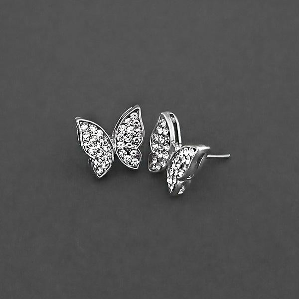 Kriaa Silver Plated White Austrian Stone Assorted Stud Earrings - 1310765