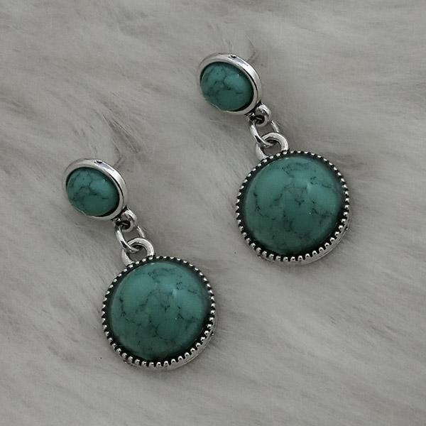 Kriaa Silver Plated Blue Turquoise Stone Dangler Earrings - 1310872A