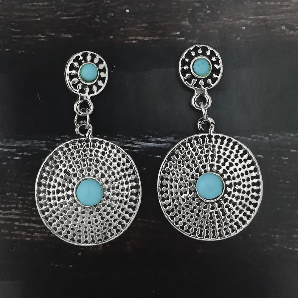 Urthn Silver Plated Beads Dangler Earrings