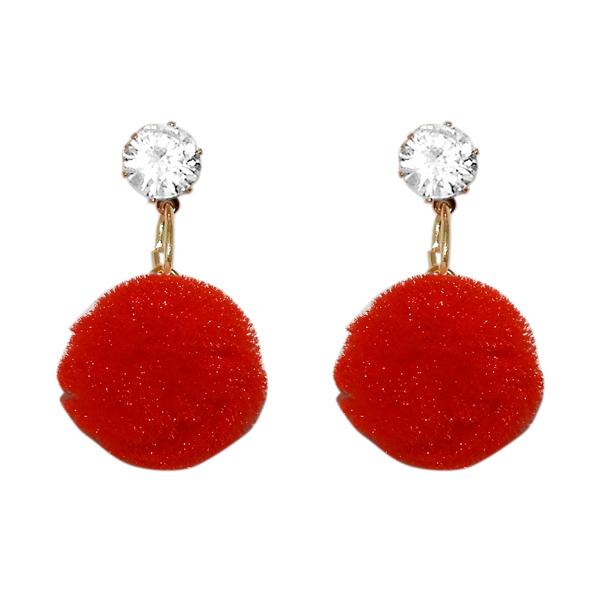 Kriaa Red Thread Gold Plated Stone Dangler Earrings - 1310903B