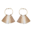 Jeweljunk Gold Plated White And Brown Thread Hook Earrings - 1310922C