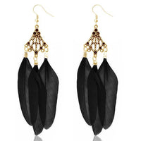 Jeweljunk Gold Plated Black Feather Earrings - 1310945A
