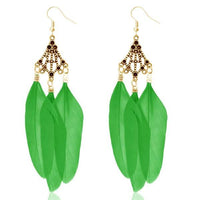Jeweljunk Gold Plated Green Feather Earrings - 1310945B