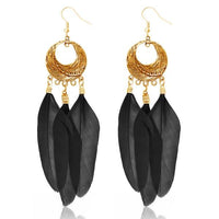 Jeweljunk Gold Plated Black Feather Earrings - 1310947A