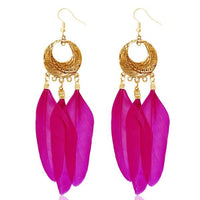 Jeweljunk Gold Plated Pink Feather Earrings - 1310947F