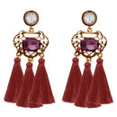 Jeweljunk Gold Plated Stone Brown Thread Earrings - 1310949D