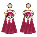 Jeweljunk Gold Plated Purple Stone Thread Earrings - 1310949F