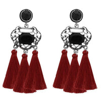 Jeweljunk Brown Thread Rhodium Plated Tassel Earrings - 1310950D