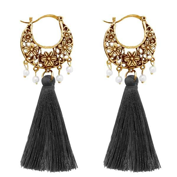 Jeweljunk Grey Thread Gold Plated Earrings - 1310951C