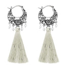 Jeweljunk Rhodium Plated White Thread Earrings - 1310952D