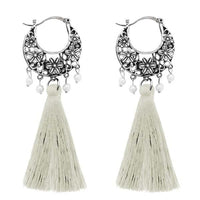 Jeweljunk Rhodium Plated White Thread Earrings - 1310952D
