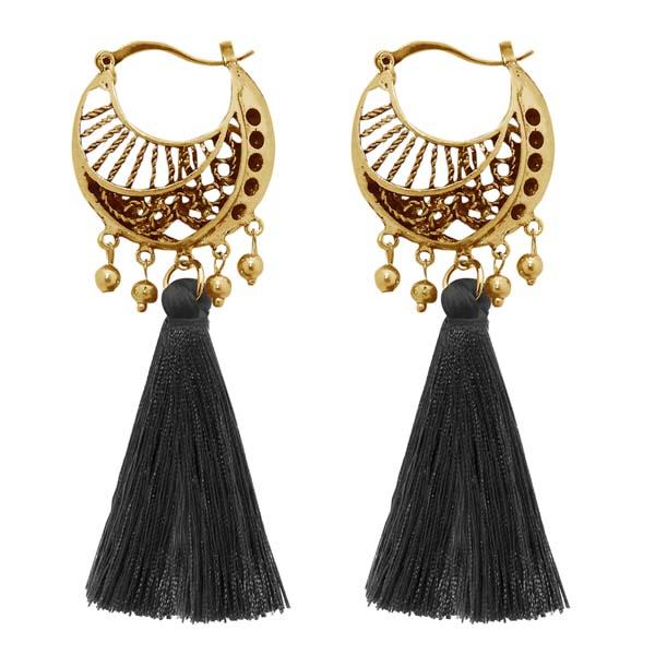 Tip Top Fashions Gold Plated Grey Thread Earrings - 1310953A
